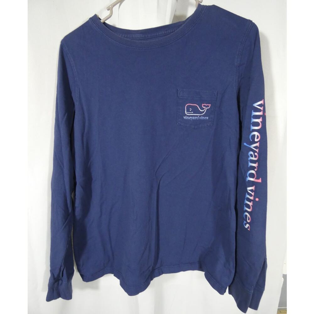 Vineyard Vines Medium Long Sleeve T-Shirt Blue Logo Cotton Unisex